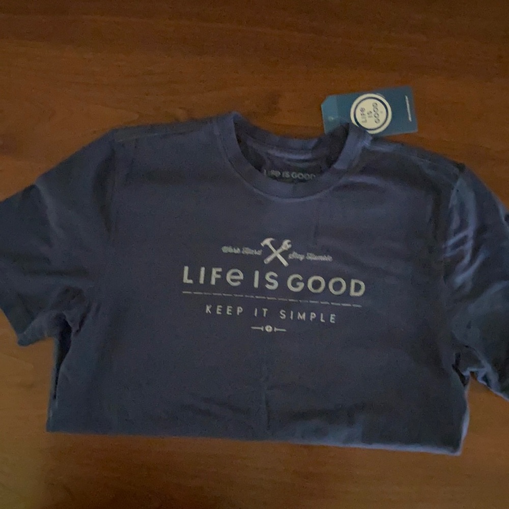 LIFE IS GOOD Mens Crusher Tee Blue Medium NEW NWT
